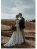 Cap Sleeves Ivory Lace Tulle V Back Outdoor Wedding Dress Cap Sleeves Ivory Lace Tulle V Back Outdoor Wedding Dress